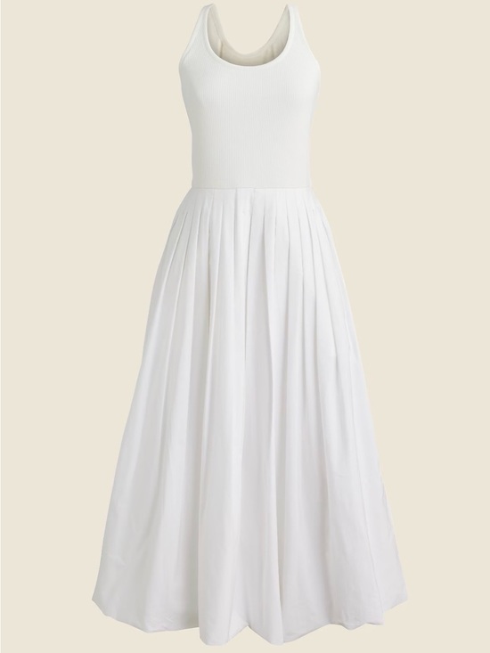 J. Crew Dresses & Skirts - J. Crew White Ribbed Tank Top Pleated Midi Dress